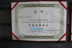 EPS复合装饰线条行业标准负责起草单位证书